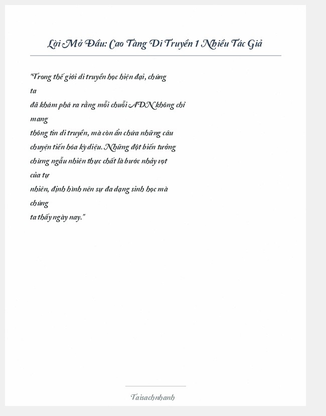 Trích đoạn Cao Tàng Di Truyền 1 Nhiều Tác Giả