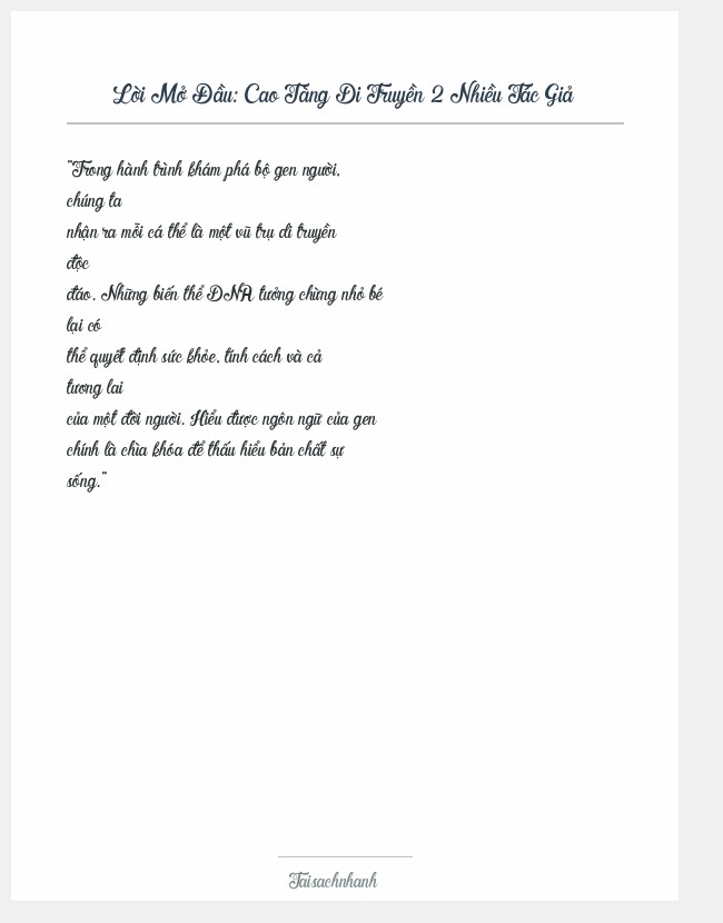 Trích đoạn Cao Tàng Di Truyền 2 Nhiều Tác Giả