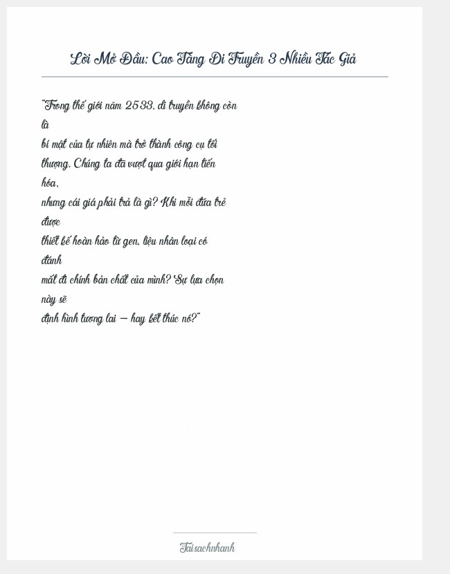 Trích đoạn Cao Tàng Di Truyền 3 Nhiều Tác Giả