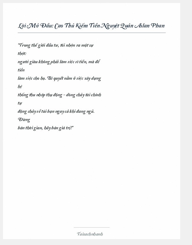 Trích đoạn Cao Thủ Kiếm Tiền Nguyệt Quản Aslan Phan