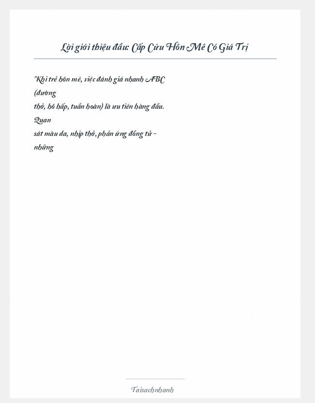 Trích đoạn Cấp Cứu Hôn Mê Có Giá Trị