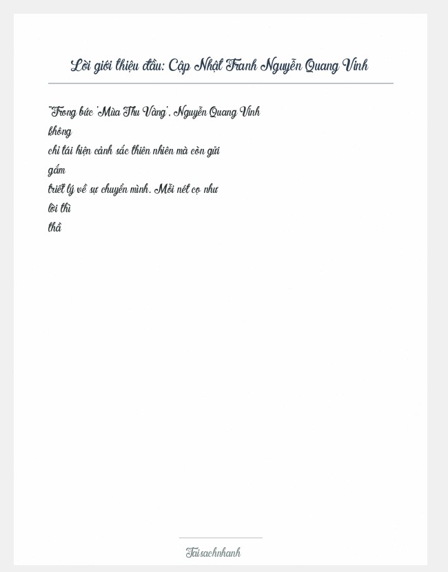 Trích đoạn Cập Nhật Tranh Nguyễn Quang Vinh
