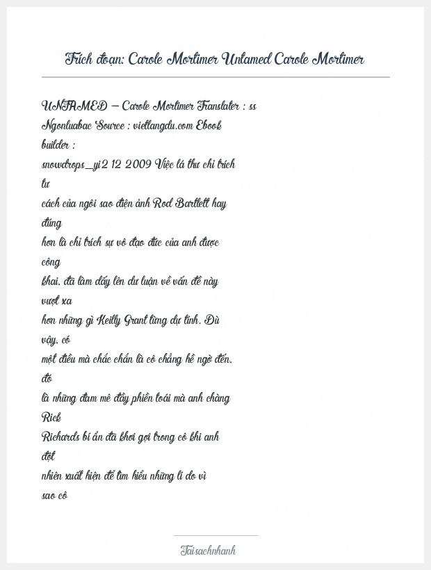 Trích đoạn Carole Mortimer Untamed Carole Mortimer
