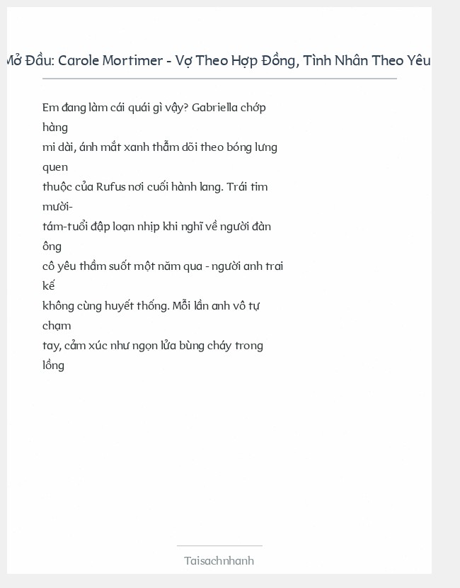 Trích đoạn Carole Mortimer - Vợ Theo Hợp Đồng, Tình Nhân Theo Yêu Cầu