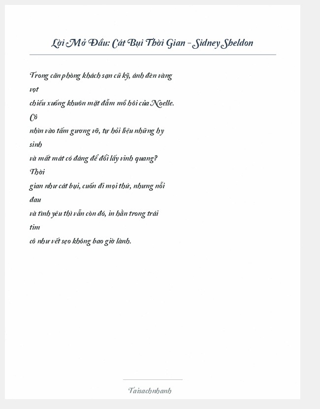 Trích đoạn Cát Bụi Thời Gian - Sidney Sheldon