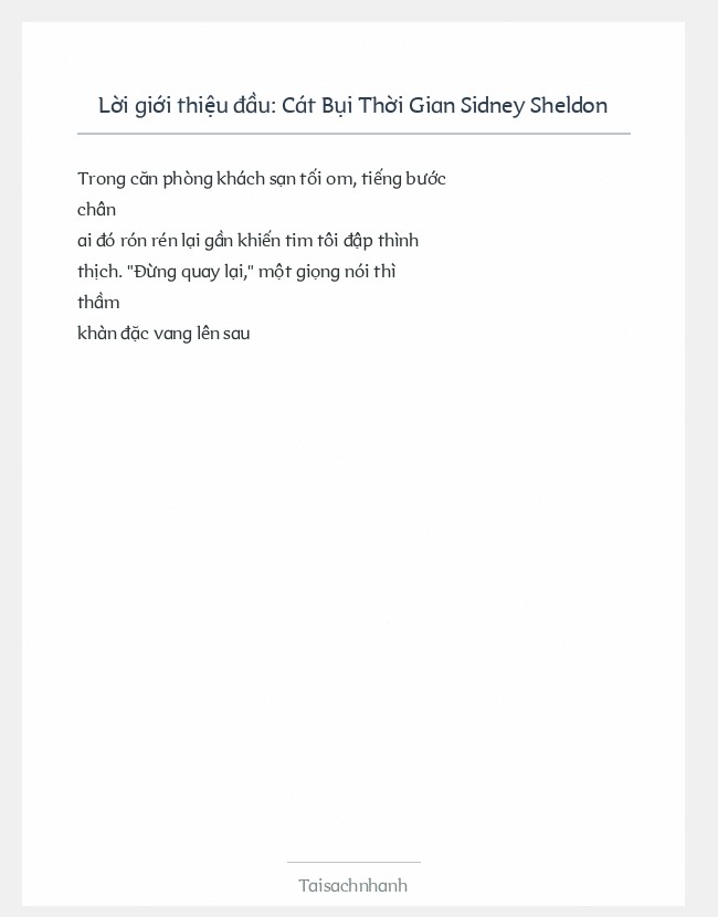 Trích đoạn Cát Bụi Thời Gian Sidney Sheldon