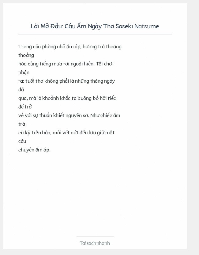 Trích đoạn Câu Ấm Ngày Thơ Soseki Natsume