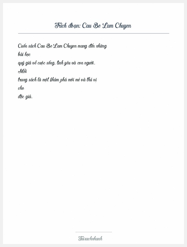 Trích đoạn Cau Be Lam Chuyen