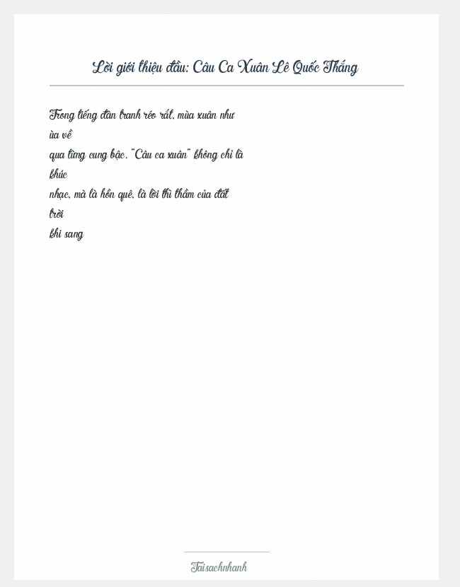 Trích đoạn Câu Ca Xuân Lê Quốc Thắng
