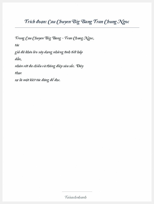 Trích đoạn Cau Chuyen Big Bang Tran Chung Ngoc