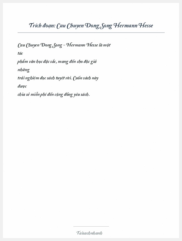 Trích đoạn Cau Chuyen Dong Song Hermann Hesse