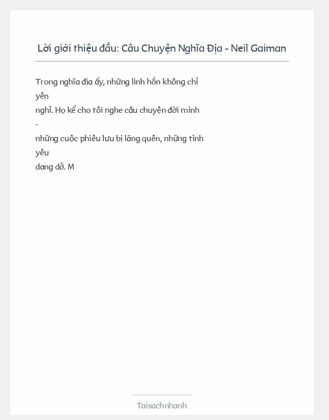 Trích đoạn Câu Chuyện Nghĩa Địa - Neil Gaiman