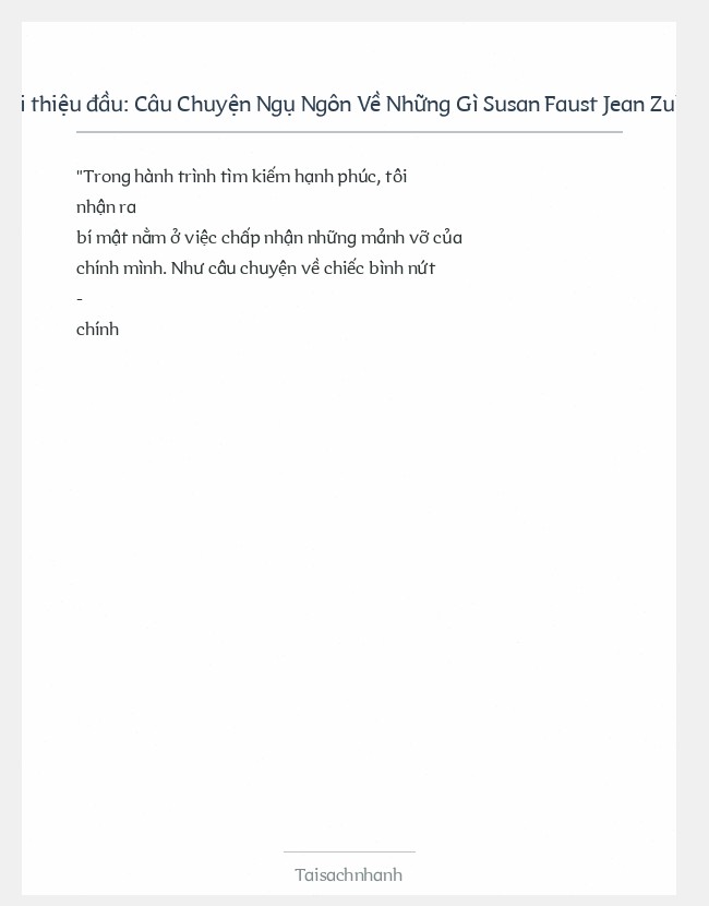 Trích đoạn Câu Chuyện Ngụ Ngôn Về Những Gì Susan Faust Jean Zukowski