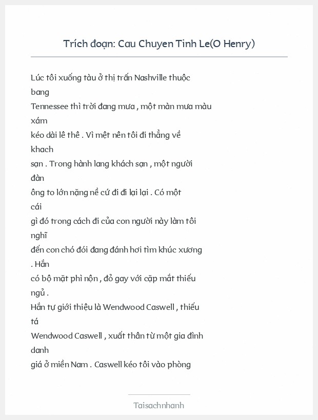 Trích đoạn Cau Chuyen Tinh Le(O Henry)