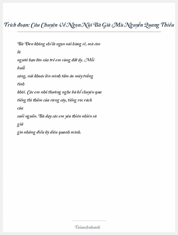 Trích đoạn Câu Chuyện Về Ngọn Núi Bà Già Mù Nguyễn Quang Thiều