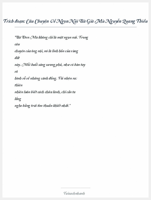 Trích đoạn Câu Chuyện Về Ngọn Núi Bà Già Mù Nguyễn Quang Thiều