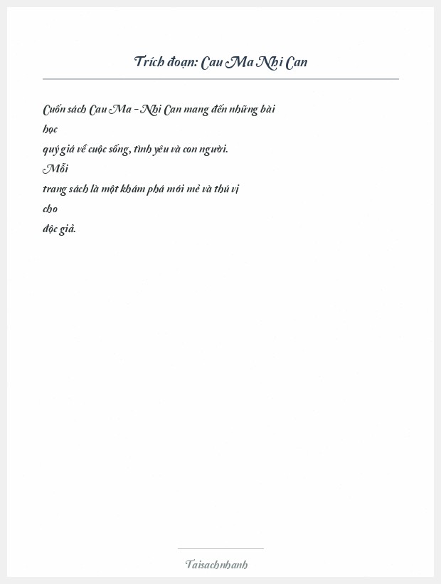 Trích đoạn Cau Ma Nhi Can