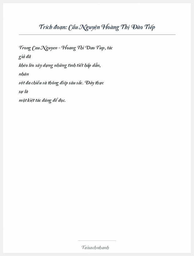 Trích đoạn Cầu Nguyện Hoàng Thị Đào Tiếp