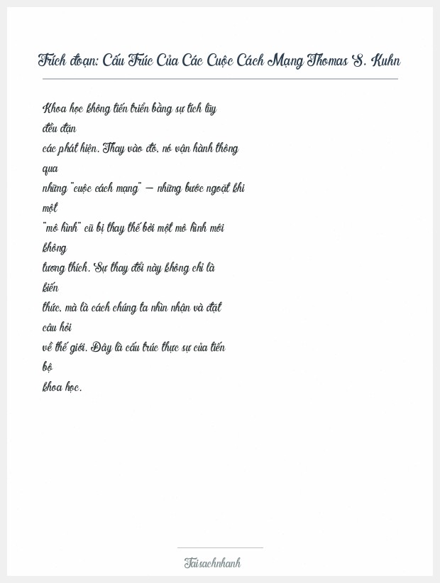Trích đoạn Cấu Trúc Của Các Cuộc Cách Mạng Thomas S. Kuhn