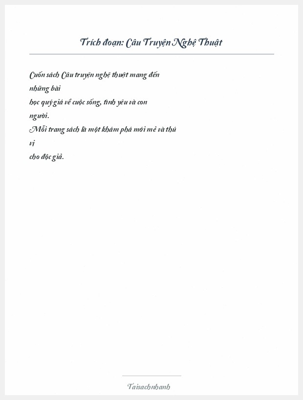 Trích đoạn Câu Truyện Nghệ Thuật