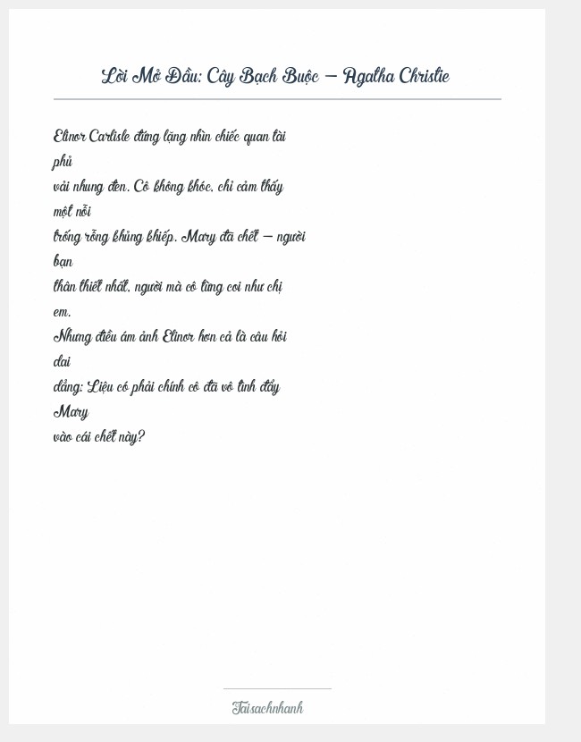 Trích đoạn Cây Bạch Buộc - Agatha Christie