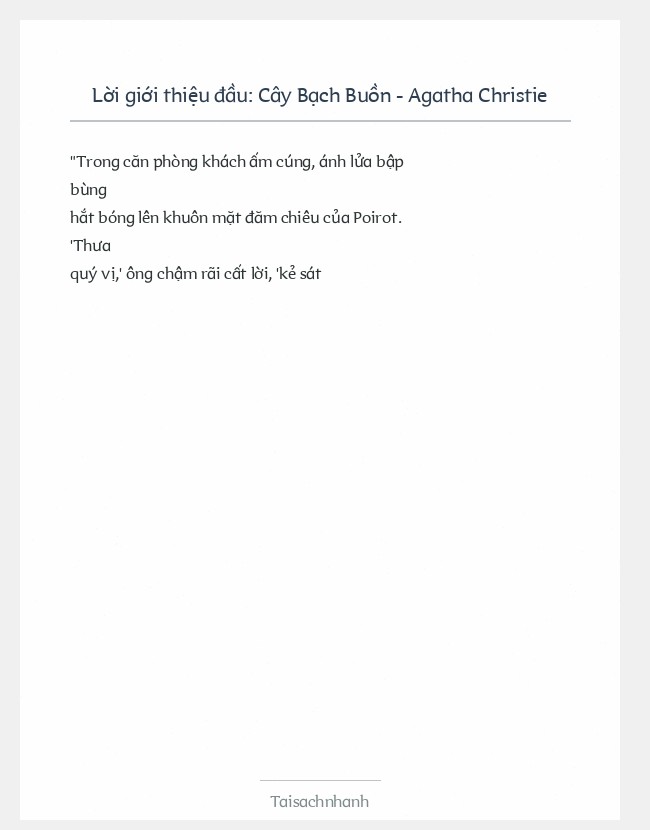 Trích đoạn Cây Bạch Buồn - Agatha Christie