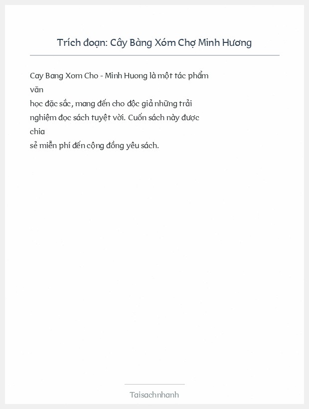 Trích đoạn Cây Bàng Xóm Chợ Minh Hương