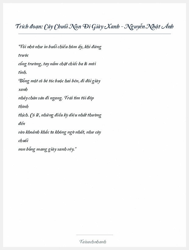 Trích đoạn Cây Chuối Non Đi Giày Xanh - Nguyễn Nhật Ánh