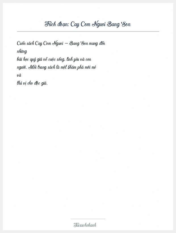 Trích đoạn Cay Com Nguoi Bang Son