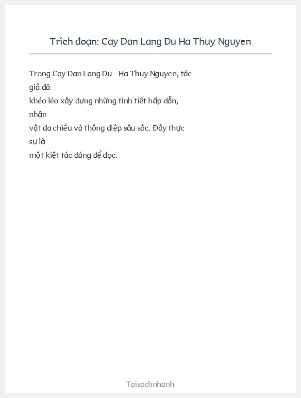 Trích đoạn Cay Dan Lang Du Ha Thuy Nguyen