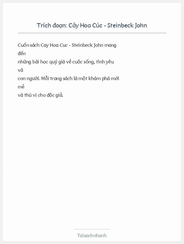 Trích đoạn Cây Hoa Cúc - Steinbeck John