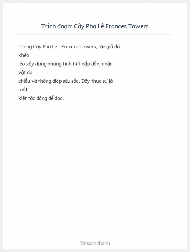Trích đoạn Cây Pha Lê Frances Towers