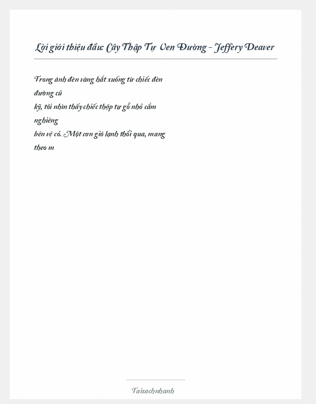 Trích đoạn Cây Thập Tự Ven Đường - Jeffery Deaver