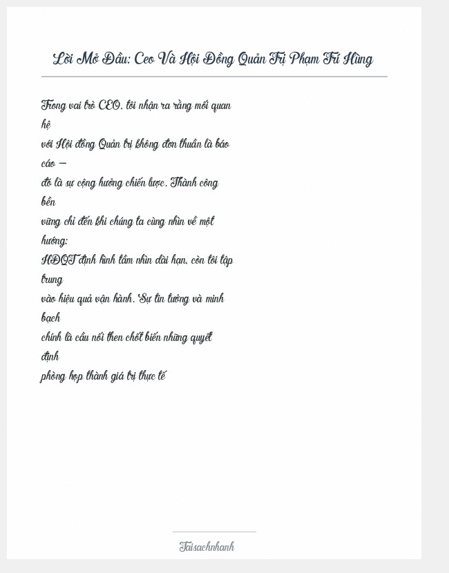 Trích đoạn Ceo Và Hội Đồng Quản Trị Phạm Trí Hùng
