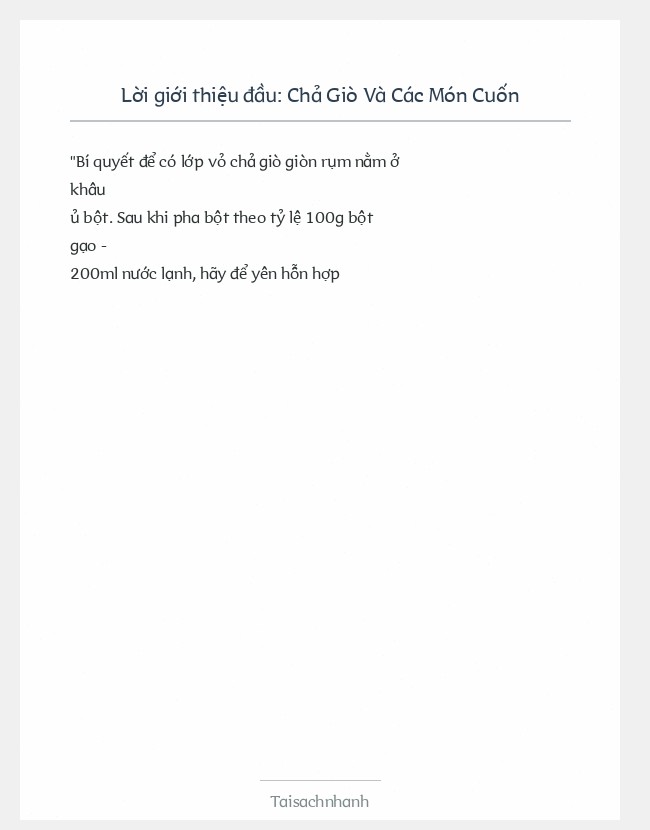 Trích đoạn Chả Giò Và Các Món Cuốn