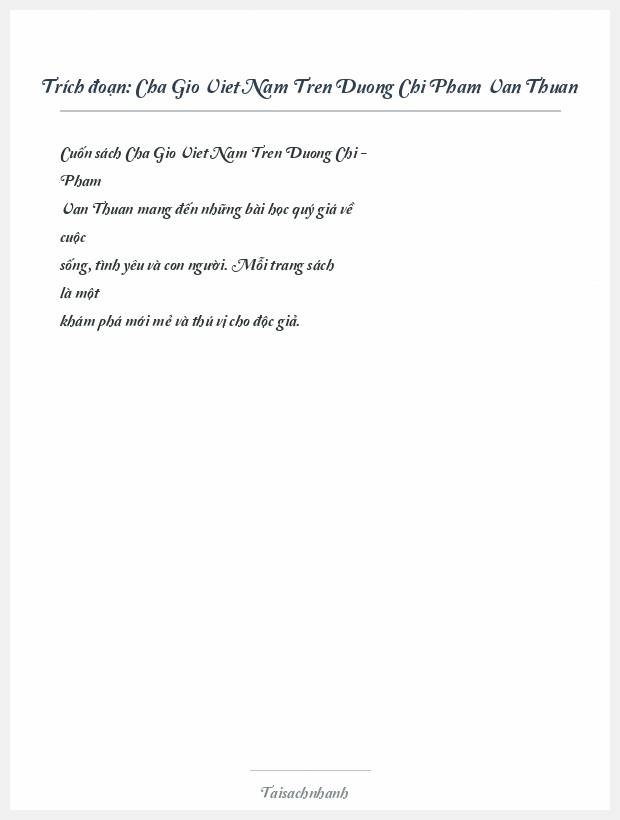 Trích đoạn Cha Gio Viet Nam Tren Duong Chi Pham Van Thuan