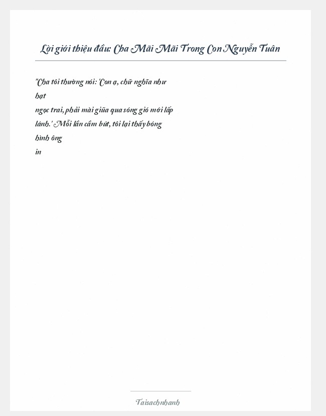 Trích đoạn Cha Mãi Mãi Trong Con Nguyễn Tuân