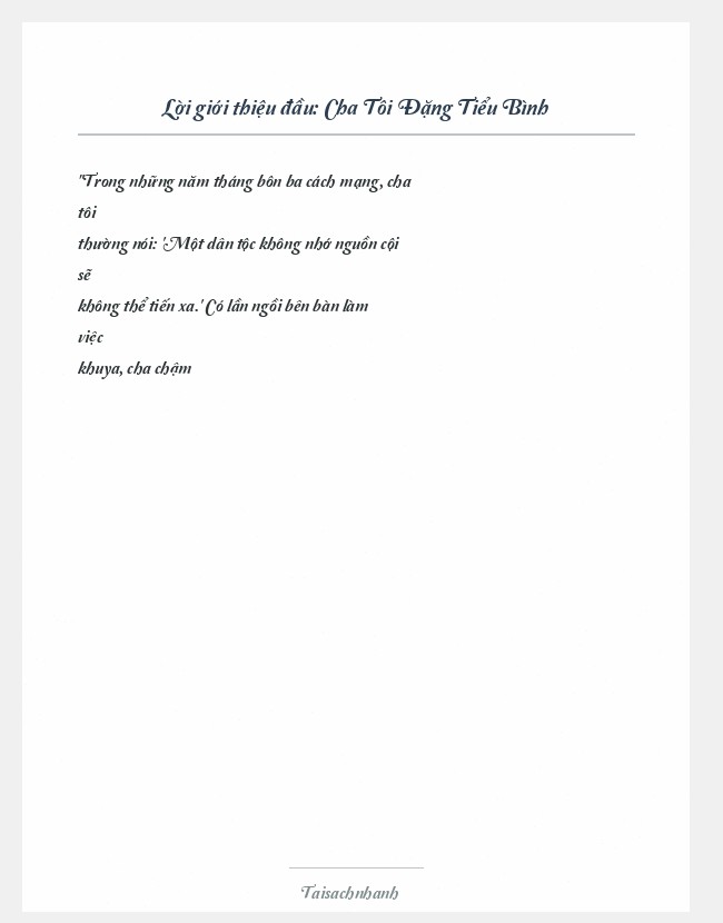 Trích đoạn Cha Tôi Đặng Tiểu Bình