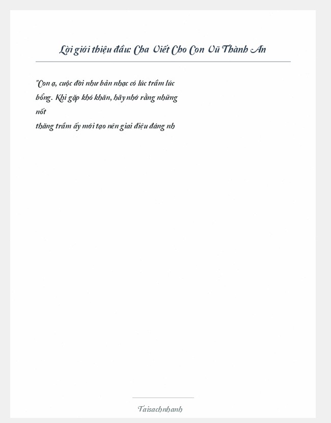 Trích đoạn Cha Viết Cho Con Vũ Thành An