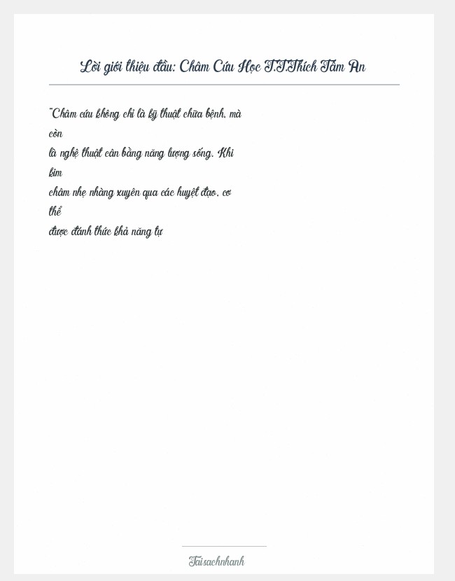 Trích đoạn Châm Cứu Học T.T.Thích Tâm An