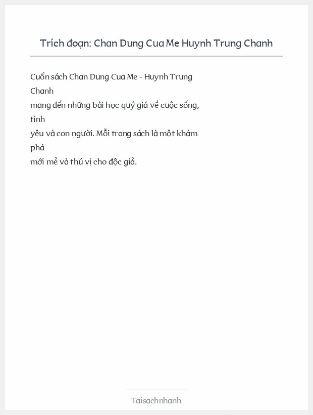 Trích đoạn Chan Dung Cua Me Huynh Trung Chanh