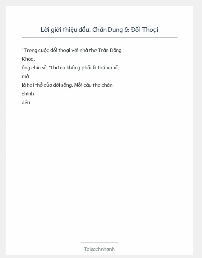 Trích đoạn Chân Dung & Đối Thoại