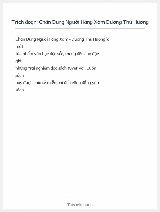 Trích đoạn Chân Dung Người Hàng Xóm Dương Thu Hương