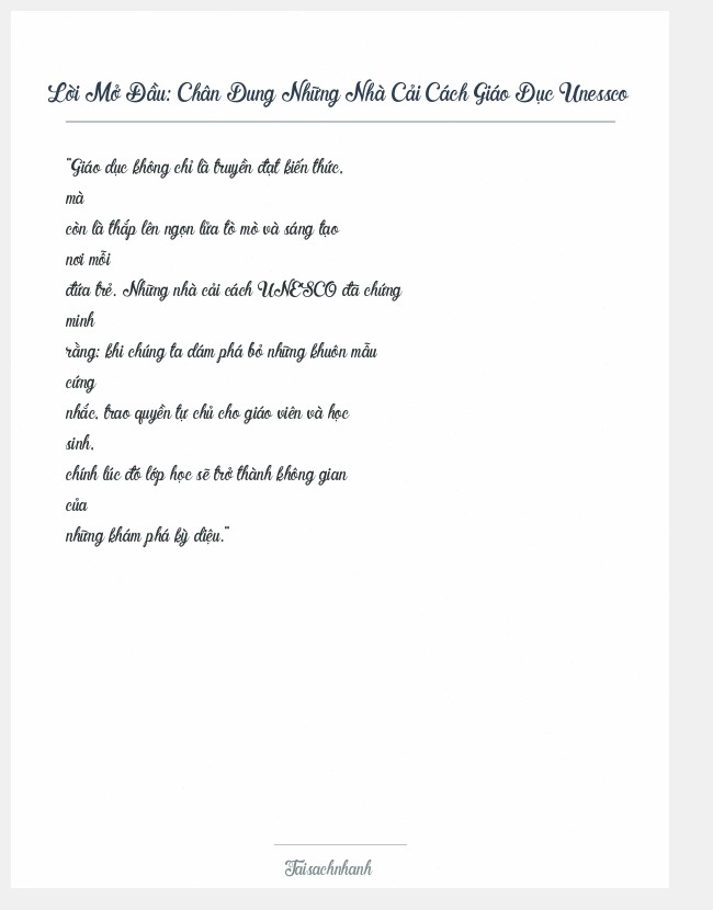 Trích đoạn Chân Dung Những Nhà Cải Cách Giáo Dục Unessco