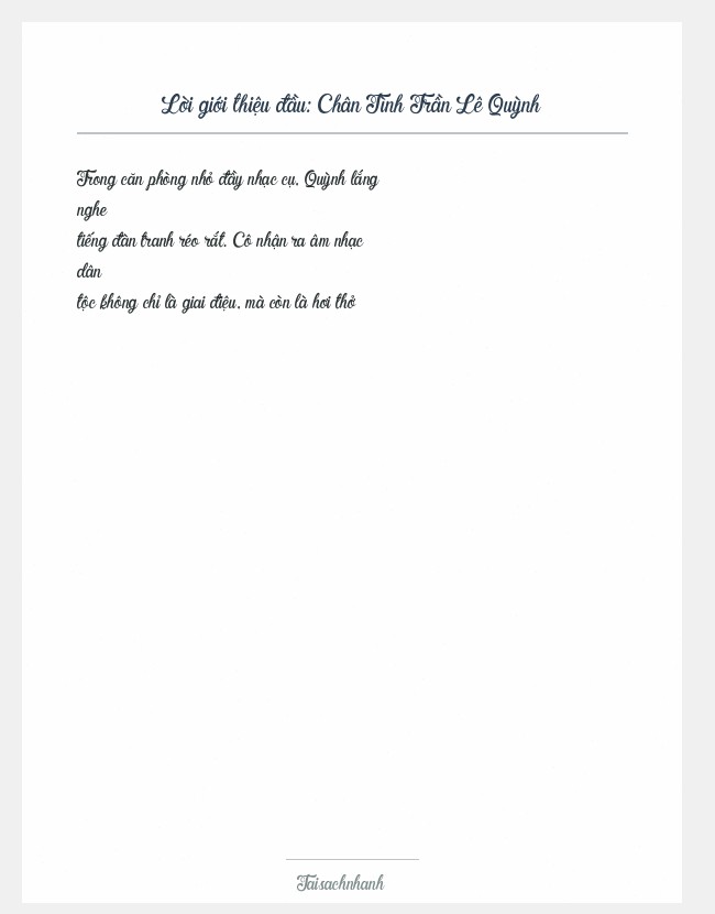 Trích đoạn Chân Tình Trần Lê Quỳnh