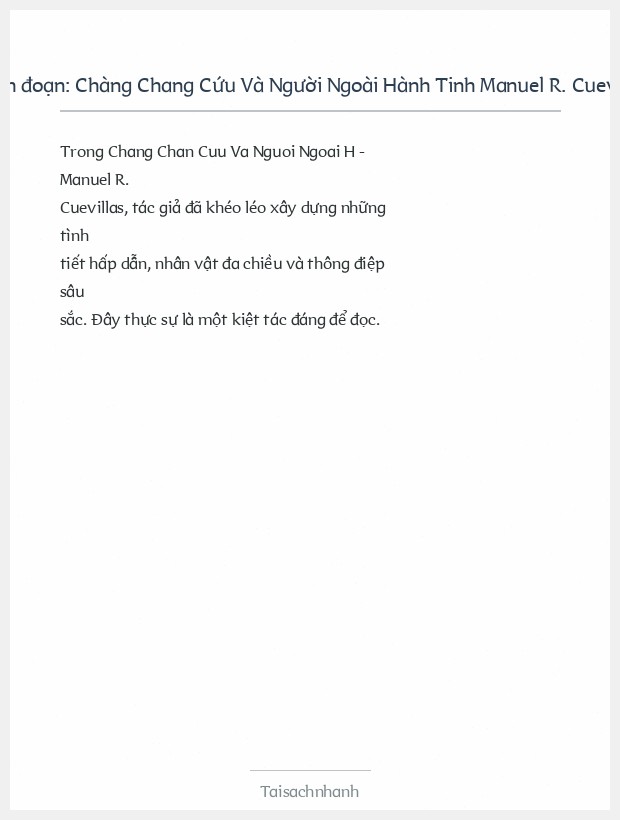 Trích đoạn Chàng Chang Cứu Và Người Ngoài Hành Tinh Manuel R. Cuevillas