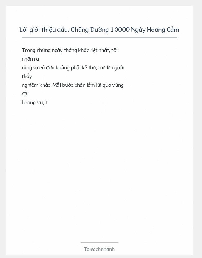 Trích đoạn Chặng Đường 10000 Ngày Hoang Cảm