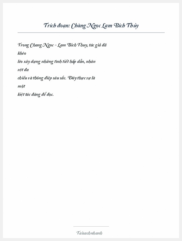 Trích đoạn Chàng Ngọc Lam Bích Thủy