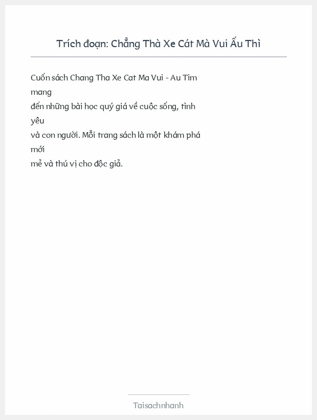 Trích đoạn Chẳng Thà Xe Cát Mà Vui Ấu Thì