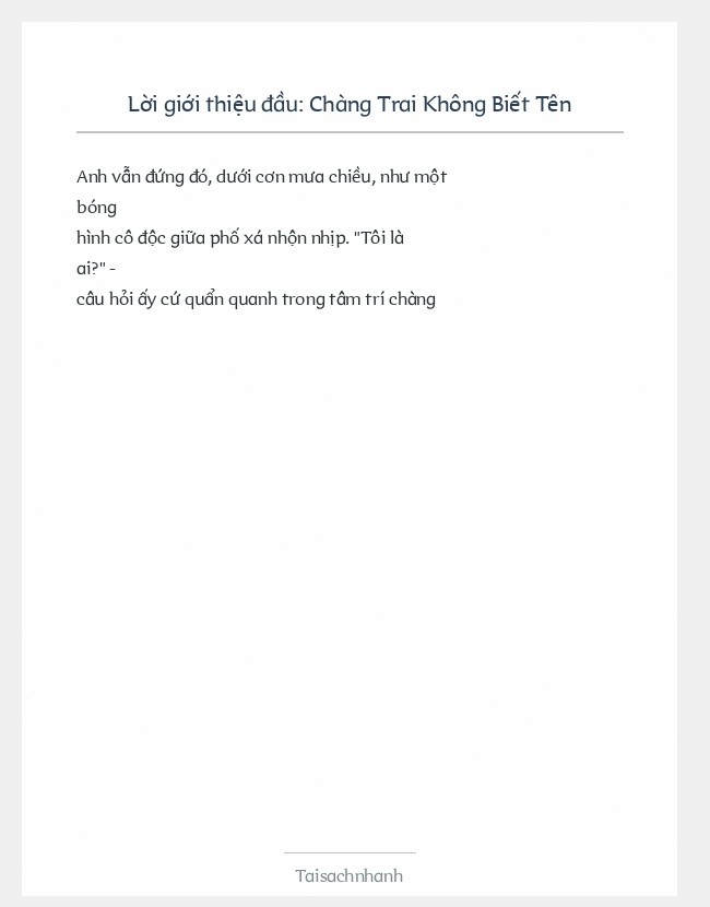 Trích đoạn Chàng Trai Không Biết Tên